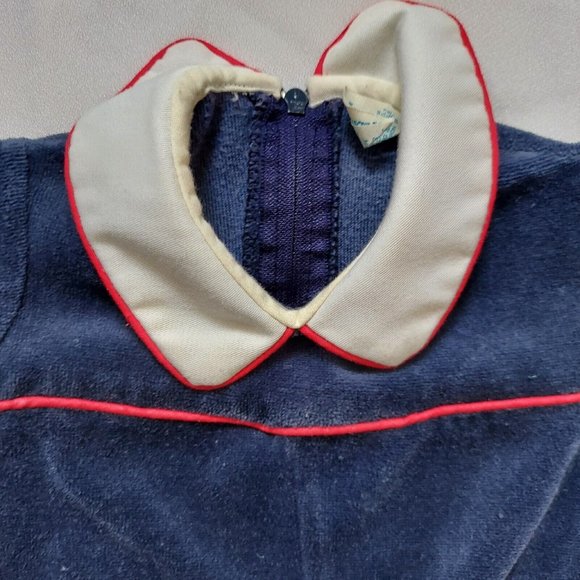 Thomas 3M-6M Blue Romper Collared Snow Ski Duck Applique Vintage - Picture 2 of 5